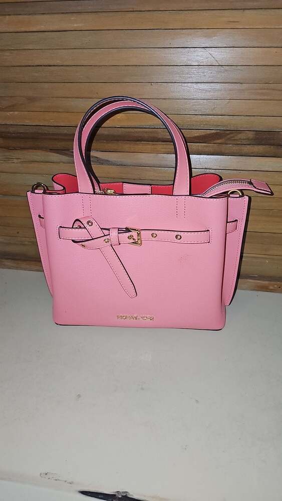 Michael Kors Emilia Small Pebbled Leather Satchel in Pink